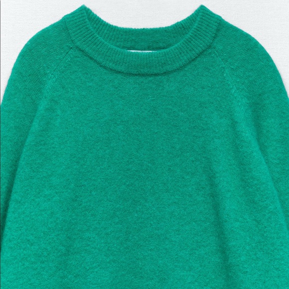 Zara WOOL & ALPACA BLEND KNIT SWEATER GREEN SIZE S NEW - Picture 9 of 10